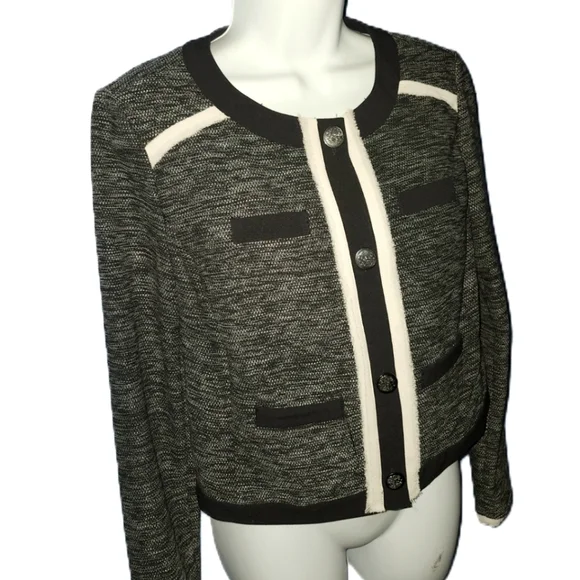 Vince Camuto Grey Black Tweed Blazer Jacket - Picture 3 of 6